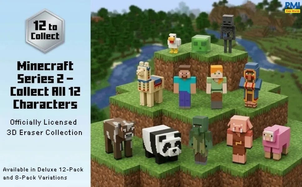 Minecraft 3D Erasers Series 2 – 12-Pack Deluxe Box