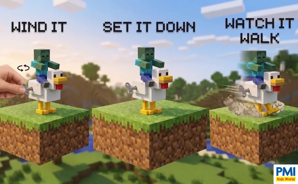 Minecraft Wind-Up Toy – 2-Pack – Zombie & Chicken