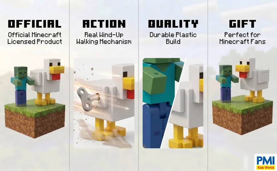 Minecraft Wind-Up Toy – 2-Pack – Zombie & Chicken