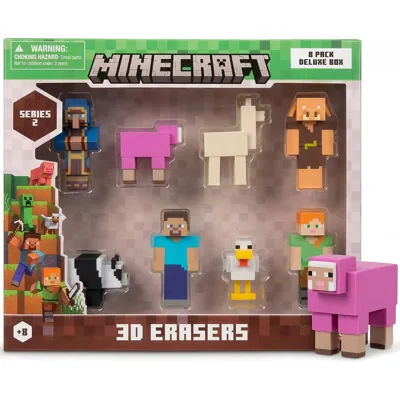 Minecraft 3D Erasers Series 2 – 8-Pack Deluxe Box